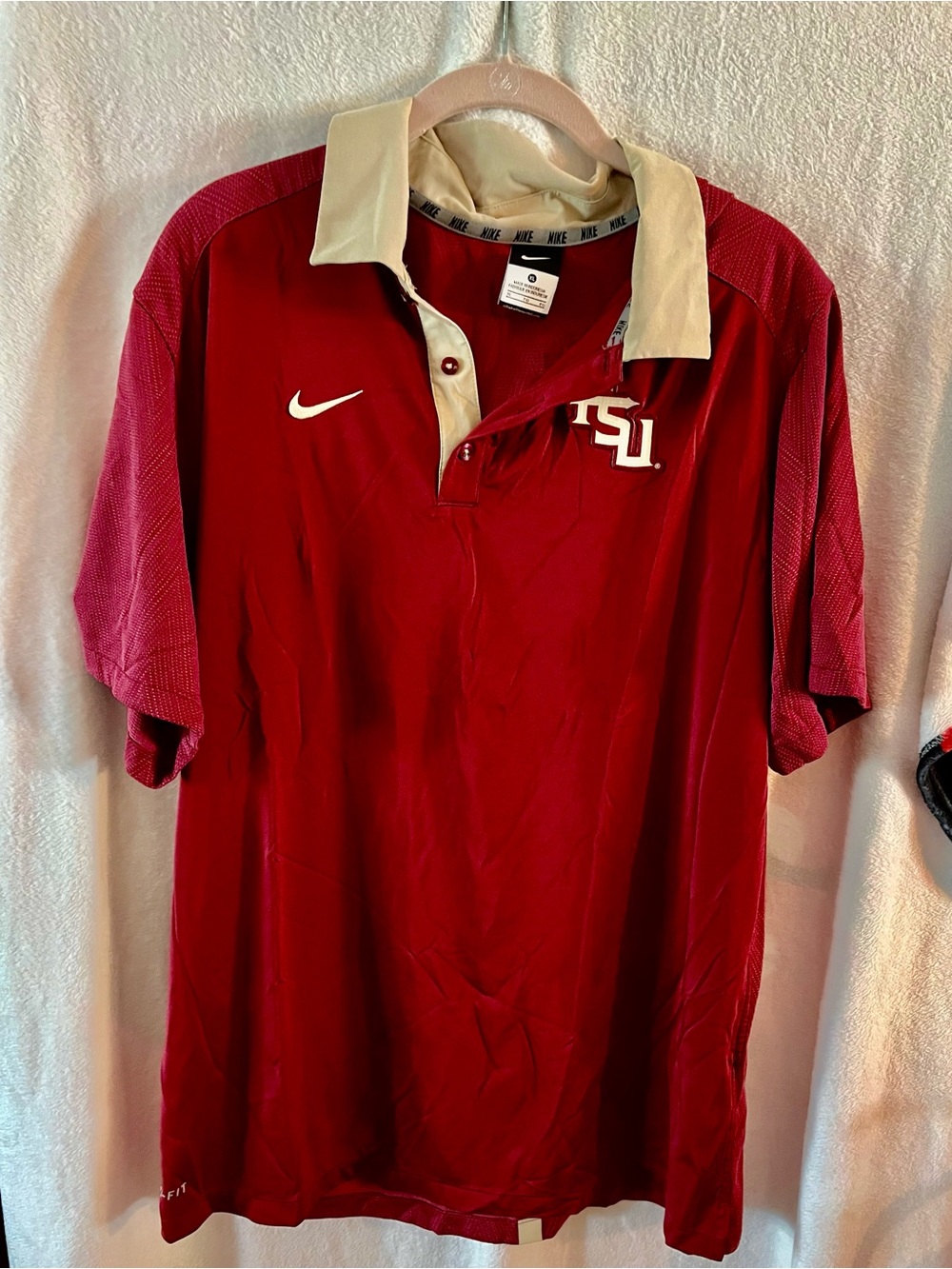 Nike Men's FSU Crimson/White Polo with Collegiate Logo
